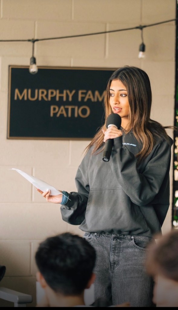 Aanya Mukherjee leading a Social Emotional Learning workshop at Pinewood School